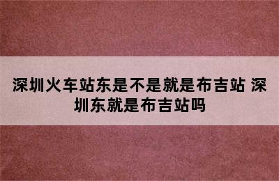 深圳火车站东是不是就是布吉站 深圳东就是布吉站吗